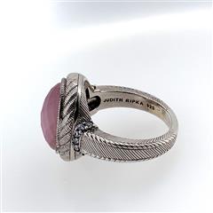 Judith Ripka Rose Quartz CZ Sterling Silver Ring